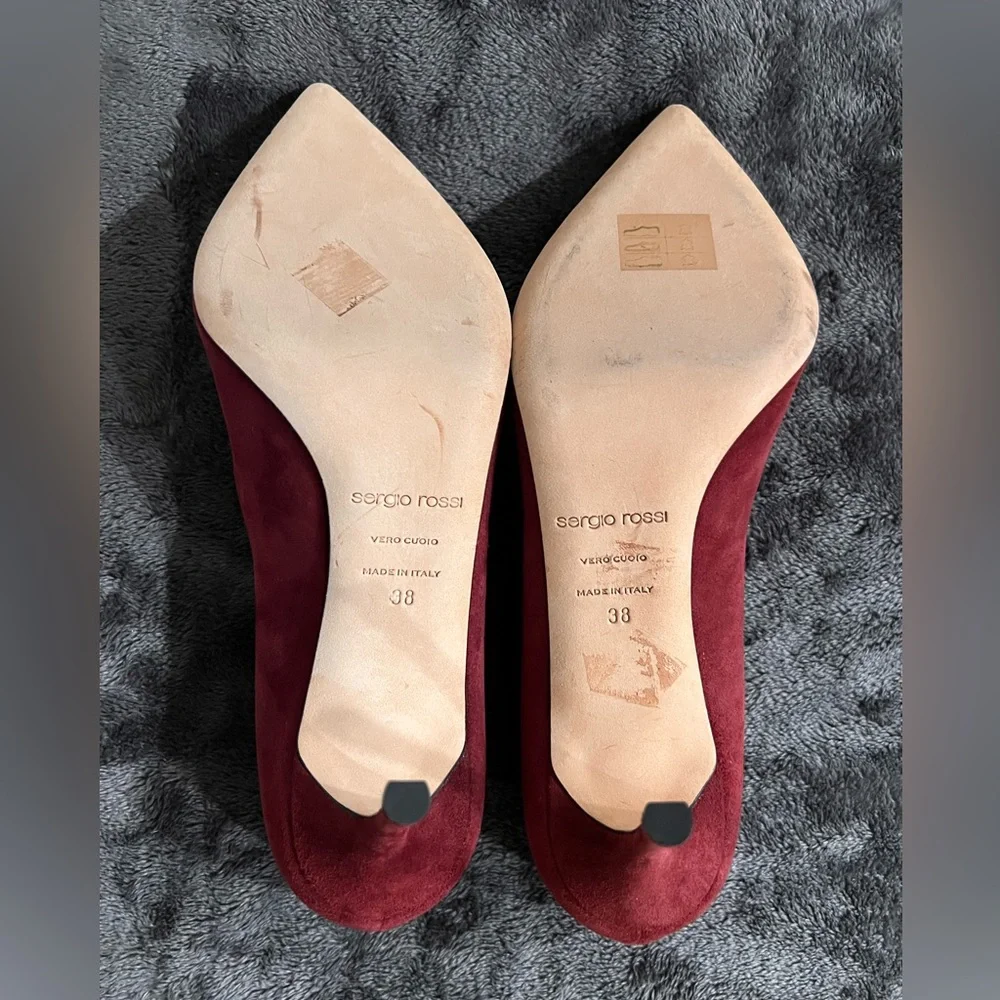 Sergio Rossi Red Suede Heels - Picture 3 of 4